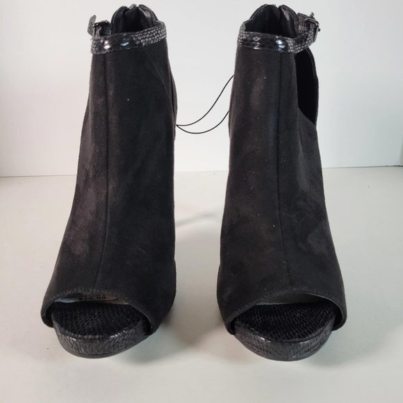 GBG Los Angeles GGCOLSEN Black Textured Snake Peeptoe Heels Women Sz 10 NWT - Picture 9 of 12